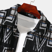 Men's Wool Fashion Lapel Long Sleeve Print Men's Jacket